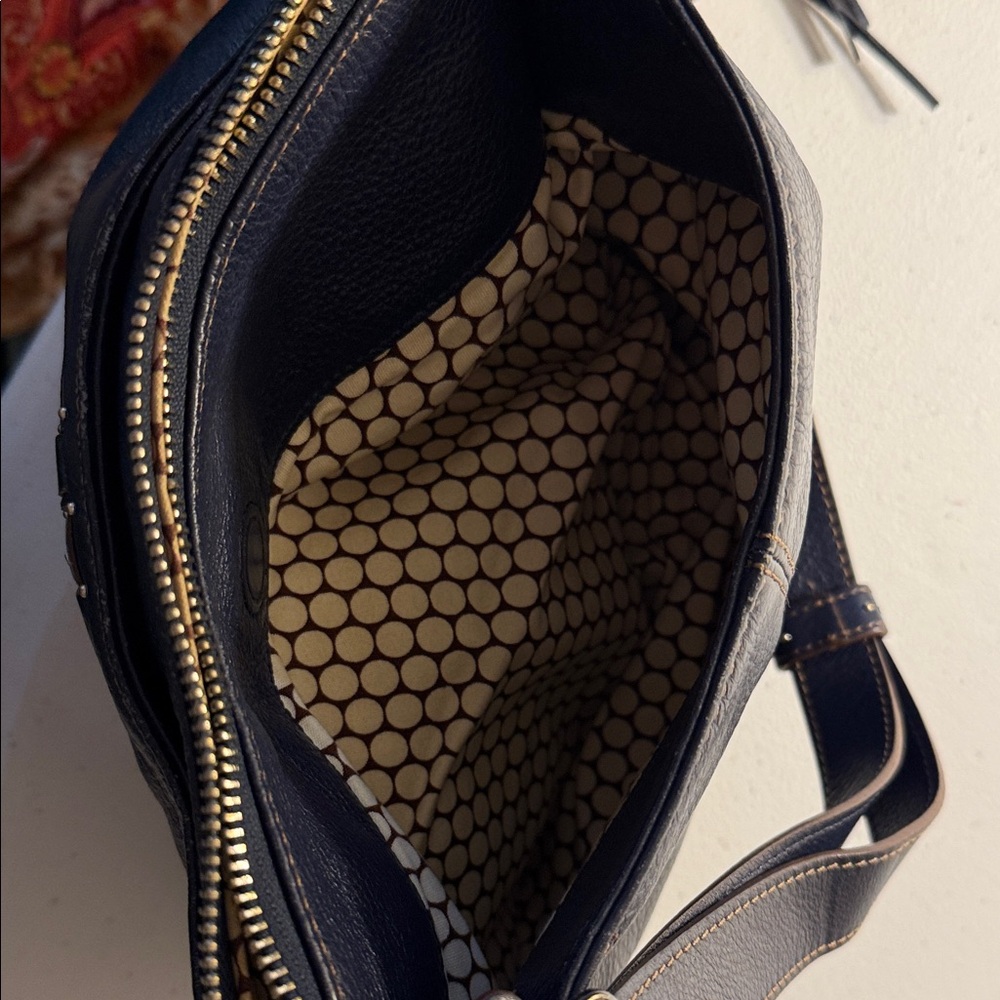 Brighton Dark Blue Leather Shoulder Bag - Picture 5 of 5